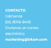 CONTACTOLlámanos(55) 8006 8405Envíanos un correoelectrónicomarketing@bitam.com